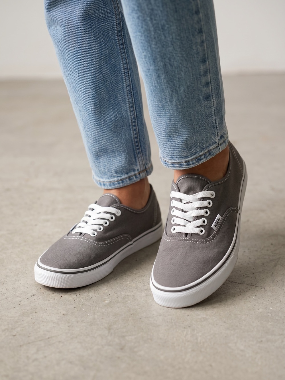 Vans Authentic Gray Canvas Sneakers Unisex Lace Up Skate Shoes Casual Classic